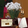 Paperwhite Daffodils in Ornate basket + Jersey Fudge plus Diary