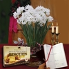 Paperwhite Daffodils in Ornate basket + Jersey Shortbread plus Diary