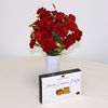 Red & Gold Carnations 15 Stems + Ceramic Vase + Jersey Fudge