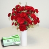 Red & Gold Carnations 20 Stems + Ceramic Vase + &163;10 Plant Gift Voucher