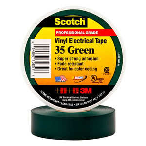 3M™ 80611211576 Scotch 35 Weatherproof Adhesive PVC Tape Green 19m...