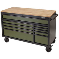 BUNKER® 08236 Workbench 10 Drawer Roller Tool Cabinet 56" Green