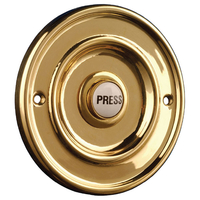 Byron 2207/P1 Round Wired Bell Push Flush Mounted Brass