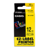 Casio XR-12YW1-W-DJ 12mm Black on Yellow Tape