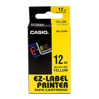 Casio XR-12YW1-W-DJ 12mm Black on Yellow Tape