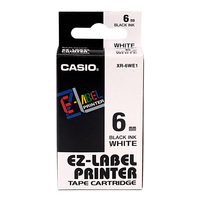 Casio XR-6WE1-W-DJ 6mm Black on White Tape