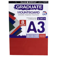 Daler Rowney A3 Graduate Mount Board Pack of 8 Assorted