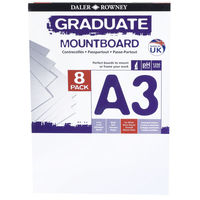 Daler Rowney A3 Graduate Mount Board Pack of 8 Ice White