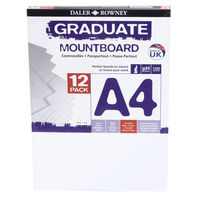 Daler Rowney A4 Graduate Mount Board Pack of 12 Ice White