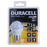 Duracell 4W Mini Globe Bulb E27 Warm White 250lm