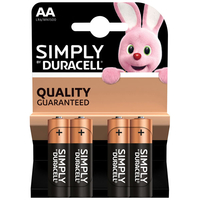 Duracell S5733 Simply AA Alkaline MN1500 Batteries (Pack 4)