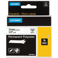 DYMO S0718220 Rhino Polyester Tape 19mm x 5.5m Black on White