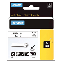 DYMO S0718450 / 18432 Rhino Vinyl Tape ID1 12mm x 5.5m Black on Yellow