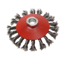 Faithfull 1211514150 Conical Wire Brush 115mm M14x2 Bore,  0.50mm Wire