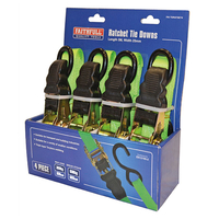 Faithfull FAITDRATSET4 Ratchet Tie-Downs 5m x 25mm Green 4 Piece