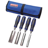 Faithfull FAIWCSGS4CR Soft Grip Chisel Set + Chisel Roll,  4 Piece