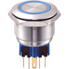 GQ25-11E/B/12V 25mm IP65 Vandal Resistant Switch DPST,  On-On,  Blue LED