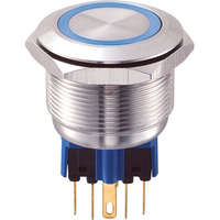 GQ25-11E/B/12V 25mm IP65 Vandal Resistant Switch DPST,  On-On,  Blue LED