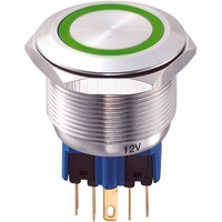 GQ25-11E/G/12V 25mm IP65 Vandal Resistant Switch DPST,  On-On,  Gree...