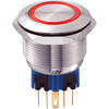 GQ25-11E/R/12V 25mm IP65 Vandal Resistant Switch DPST,  On-On,  Red LED