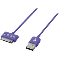 LogiLink® USB Sync- & Charging Cable For iPod® & iPhone® Violet 1m