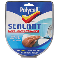 Polycell 6033784 Sealant Strip Kitchen / Bathroom White 22mm