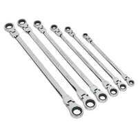 Sealey AK63832 Flexi-Head Double End Ratchet Ring Spanner Set 6pc. ..