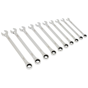 Sealey AK63910 Combination Ratchet Spanner Set 10pc Extra-Long Metric