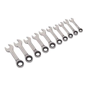 Sealey AK6396 Combination Ratchet Spanner Set Stubby 10pc Metric