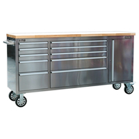 Sealey AP7210SS Mobile Stainless Steel Tool Cabinet 10 Drawer & Cu...