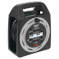 Sealey BCR15CB Cable Reel Box Type 15m 4 x 230V 1.25mm² Thermal Trip