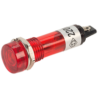 TruOpto Red 12mm Diameter 10mm Panel Cut Out 220V Panel Neon Indicator