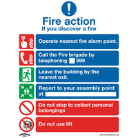 Worksafe SS19V10 Safety Sign Fire Action With Lift - Self-Adhesive...