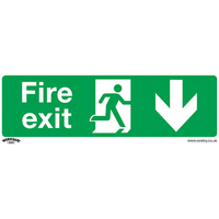 Worksafe SS22V10 Safety Sign Fire Exit (Down) - Self-Adhesive Viny...