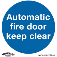 Worksafe SS3V10 Safety Sign Automatic Fire Door Keep Clear - Self-...