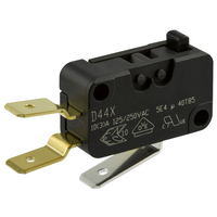 ZF D449-V3AA Microswitch SPDT 10A Light Force,  Button,  Q.C. Dog-leg