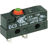 ZF DC3C-A1RB Microswitch SPDT 0.1A 250V AC,  Short Roller,  Solder,  IP67