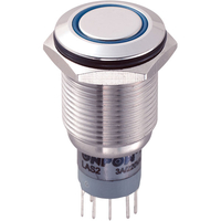 Zip Switch LAS2GQF-22ZE/B/12V/S/P 16mm IP67 Vandal Switch DPDT On-...