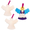 Angel Ceramic Decorations (Pack of 5) Christmas Crafts 2 ribbon colours - Blue & Pink