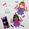 Angel Colour-in Cross Stitch Decoration Kits (Pack of 5) Christmas Crafts 6 thread colours - Violet,  Lavender,  Hot Pink,  Light Pink,  Light Blue & Sky Blue, 