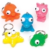 Animal Eye Popper Keyrings (Pack of 6) Pocket Money Toys 6 assorted colours- Yellow,  Orange,  Purple,  Green,  Pink & Blue