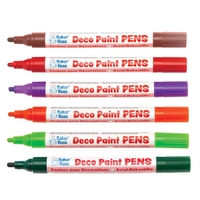 Autumn Deco Paint Pens (Pack of 6) Art Supplies,  Art Materials 6 assorted colours - Brown,  Orange,  Red,  Light Green,  Dark Green & Purple