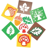Autumn Themed Plastic Stencils (Pack of 6) Easily Washable,  6 Assorted Designs,  Craft Supplies