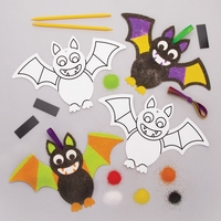 Bat Sand Art Decorations - 6 Colourful Sand Art Craft Kits. Bat Crafts For Kids. Size 12cm.