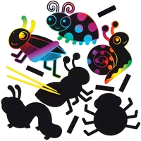Bug & Insect Scratch Art Magnets (Pack of 12) Decorate & Personalise,  Rainbow Colours,  Tools Included