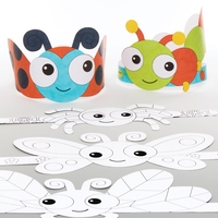 Bug Paper Crowns - 8 Colouring Craft Crowns Made From Sturdy Card. Make Your Own Crown. Crowns For Kids Craft Parties. Size 40cm.