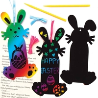 Bunny Scratch Art Bookmarks (Pack of 10) Rainbow Coloured,  Fun Activity For Kids,  Easter Craft Kits