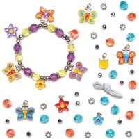 Butterfly Charm Bracelet Kits (Pack of 3) Jewellery 3 colourways - Pink/Green,  Blue/Orange & Purple/Orange