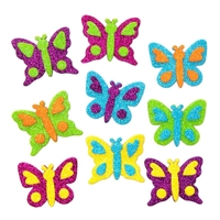 Butterfly Glitter Foam Stickers (Pack of 120) Stickers 6 assorted colours - Yellow,  Orange,  Pink,  Green,  Blue & Purple