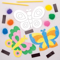 Butterfly Sand Art Magnet Kits (Pack of 6) Art Craft Kits 6 assorted sand colours - Blue,  Yellow,  Orange,  Green,  Purple and Pink